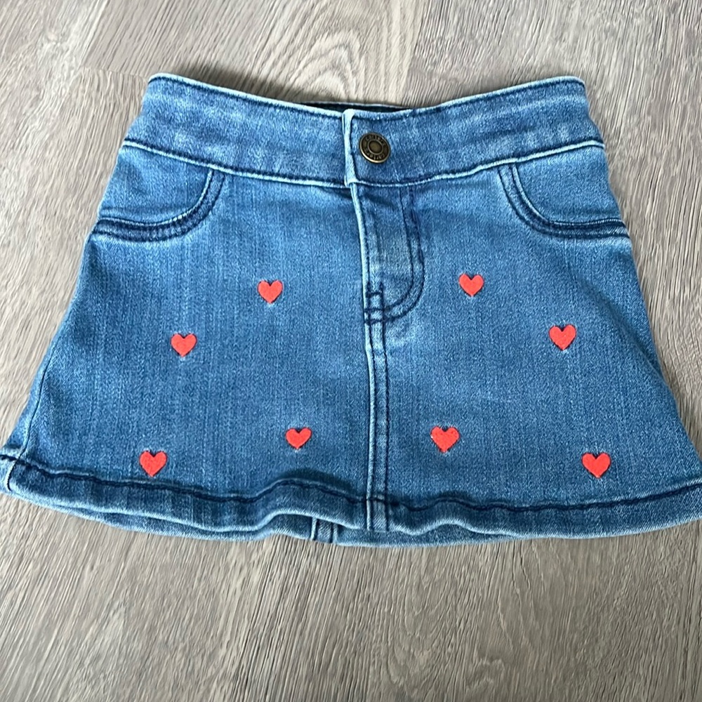 Denim red heart skirt girls